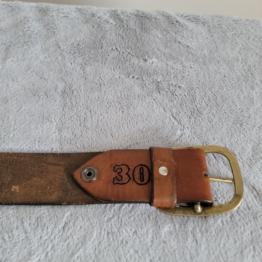 Vintage STOWE PROVISIONS TX Hand Tooled Leather Belt size 30 - Picture 5 of 9